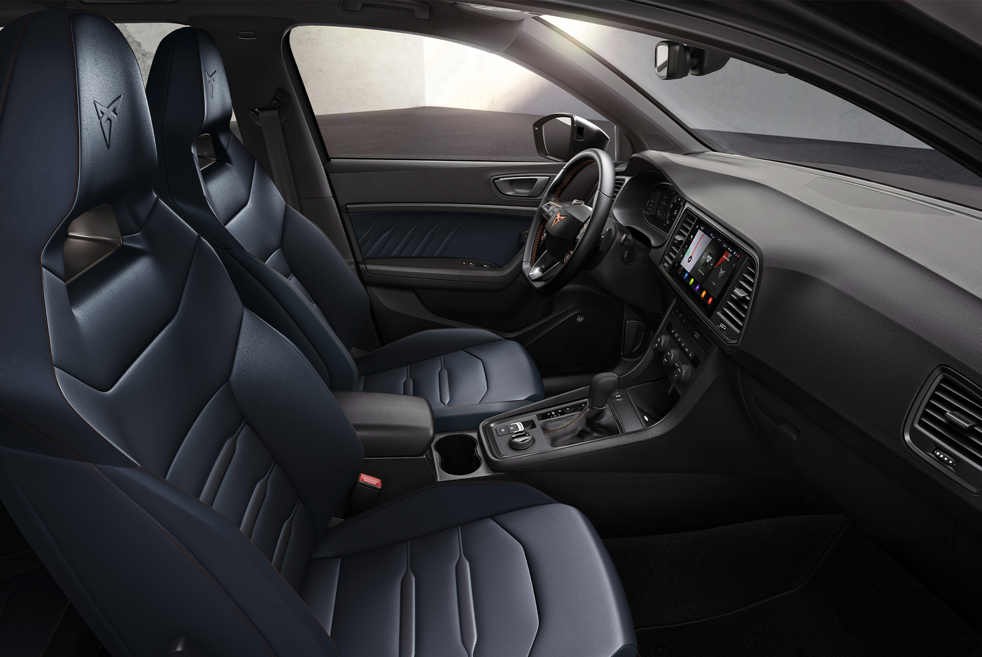 Interior view of CUPRA Ateca featuring the Winter Pack with heated front seats, ensuring warmth and relaxation during cold weather drives.